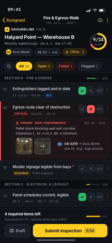 Inspections and checklists